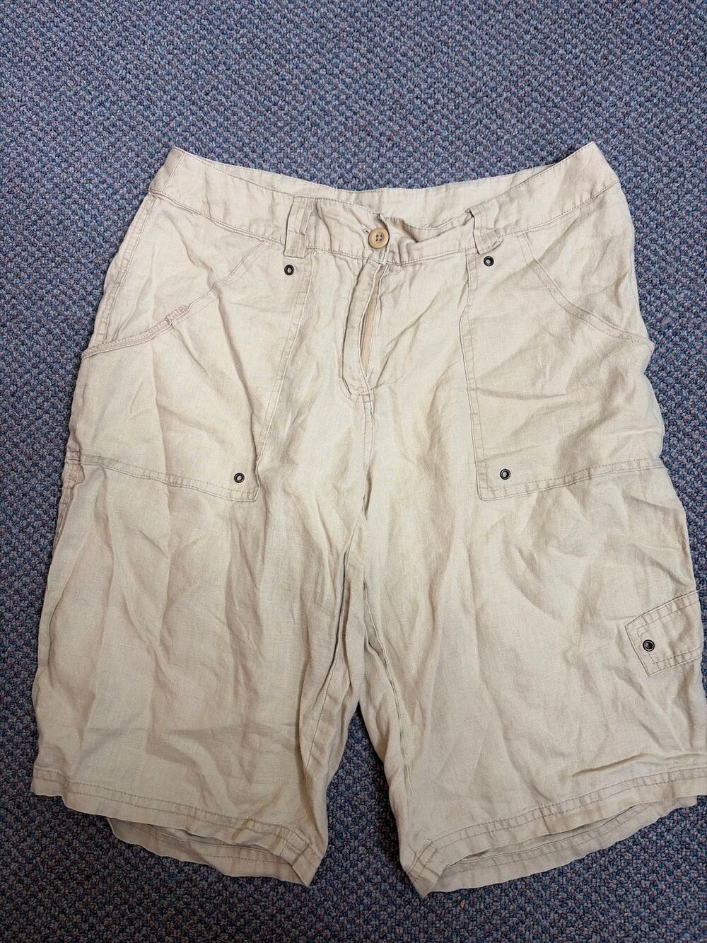 Ecologie Linen Khaki Bermuda Shorts Size 10